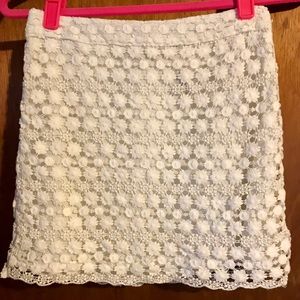 H&M white crochet floral miniskirt